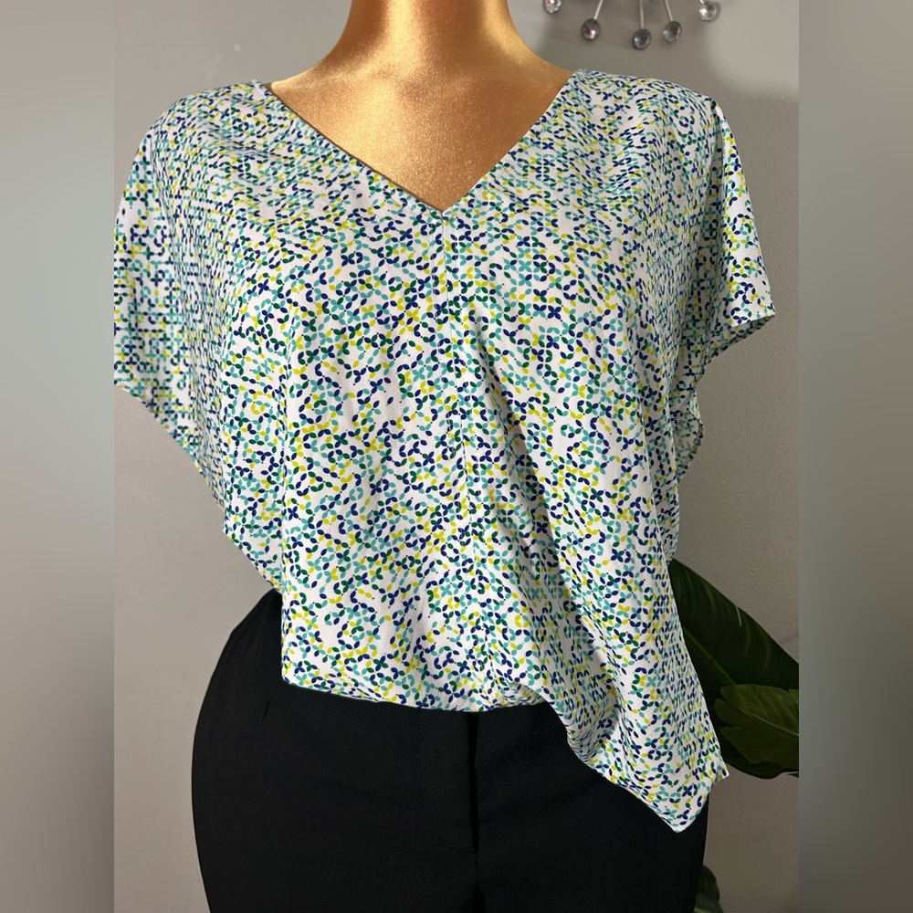 Hilary Radley Blue and Yellow Patterned Blouse
